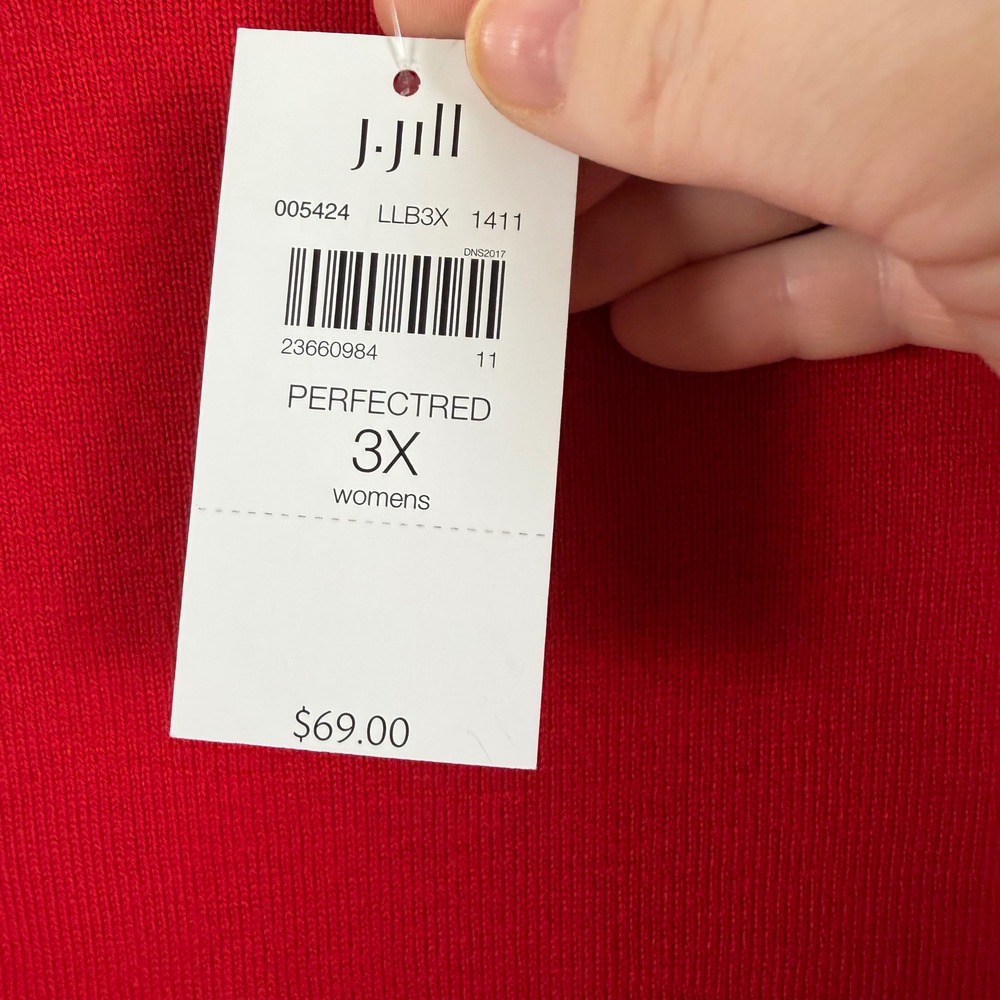 J.Jill Women Red Crew Neck Knit Pullover Sweater 3X Preppy Holiday Christmas - Picture 9 of 9